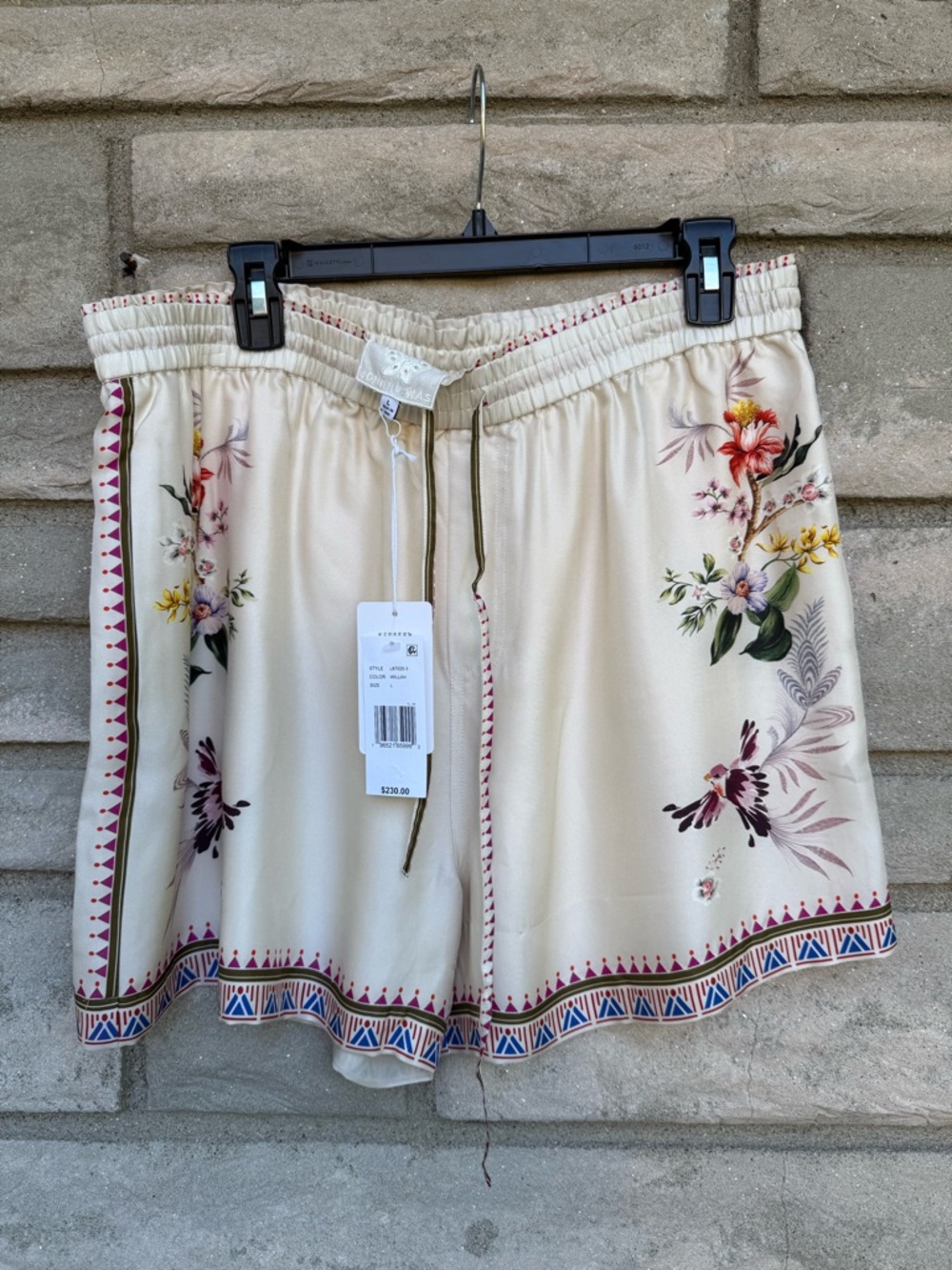 Johnny Was Silk Blend Mayvis Pull On Shorts Large, small $230